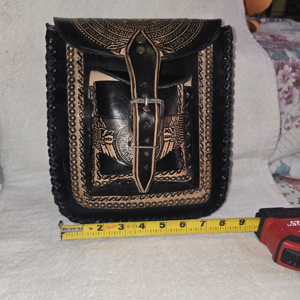 Black and Tan Leather Bag, Mexico Made